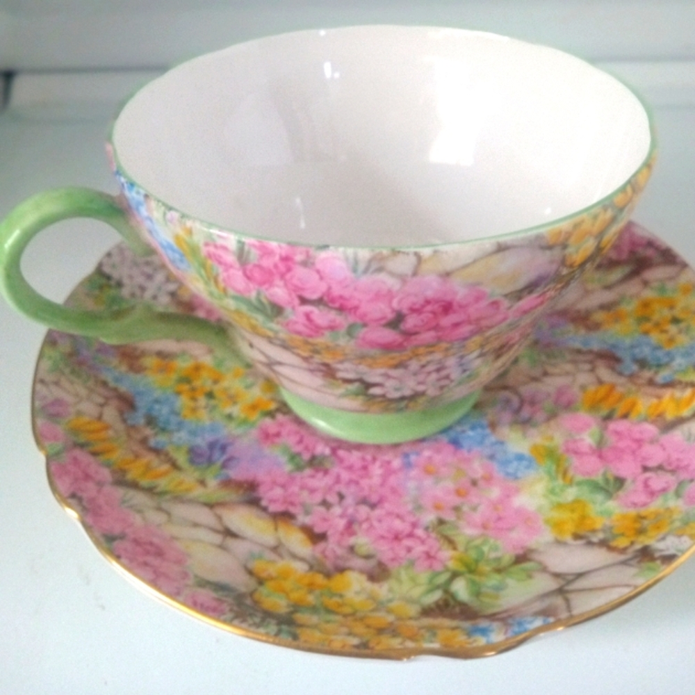 Antique Shelley Chintz Rock garden Teacup Set England
